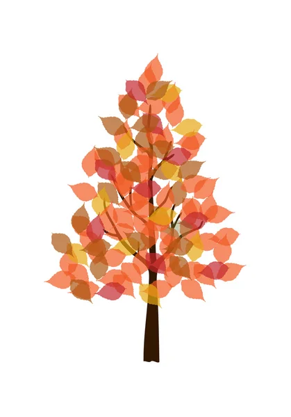 Träd silhouette med blad — Stock vektor