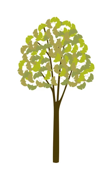 Silueta de árbol con hojas — Vector de stock