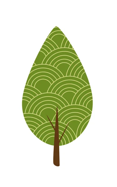 Silueta de árbol con hojas — Vector de stock