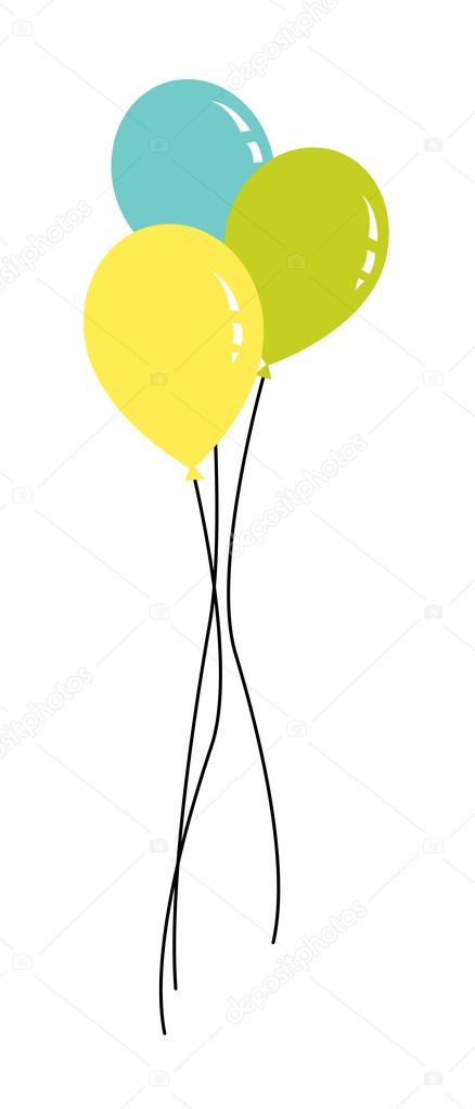 colored Balloon with ribbons