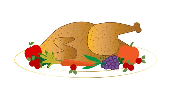 Pavo asado para Acción de Gracias — Vector de stock