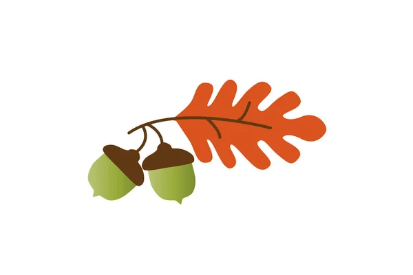 Dąb jesienny liść z żołędzi — Wektor stockowy