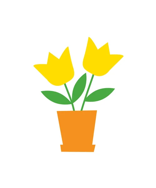 Dos tulipanes en maceta — Vector de stock