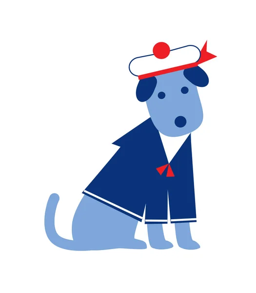 Chien dans la casquette du capitaine — Image vectorielle