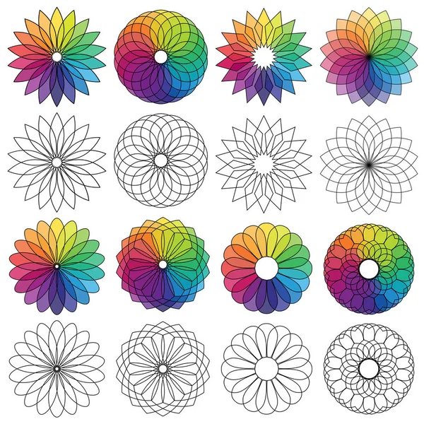 Geometrische bloemen pictogramserie — Stockvector