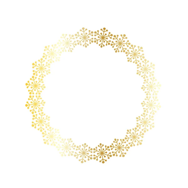Κορνίζα χρυσή νιφάδες χιονιού — Διανυσματικό Αρχείο