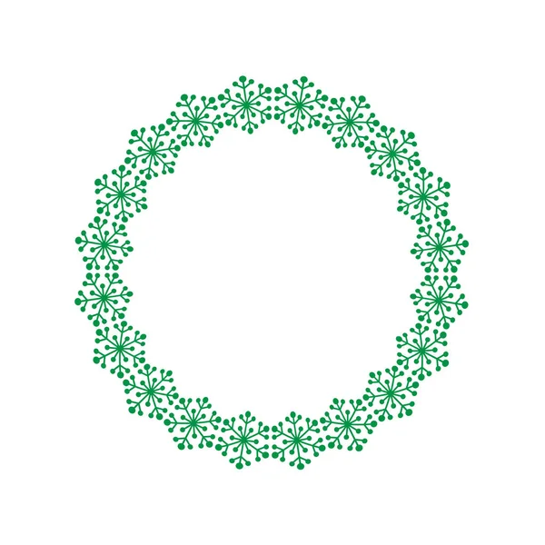 Marco de copos de nieve verde — Vector de stock