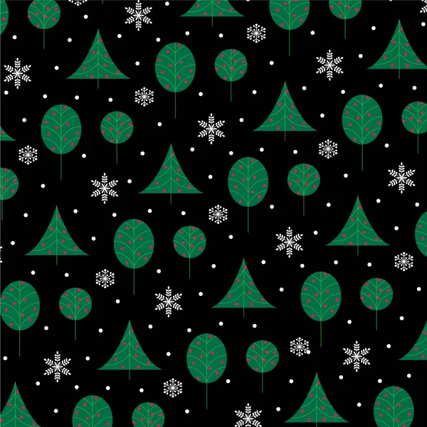 Christmas trees on black background — Stock Vector