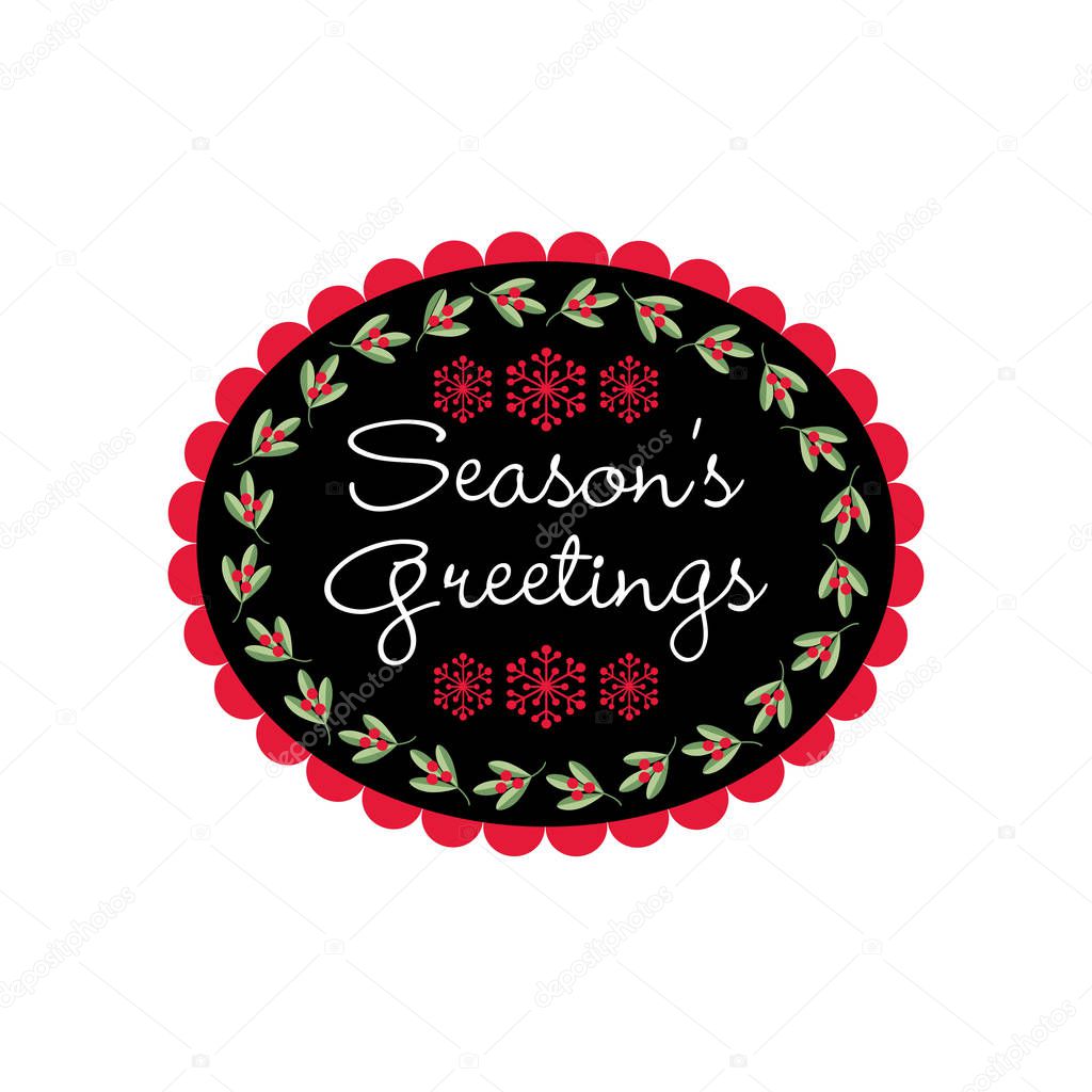 Logo with inscriptions inside seasons greetings on white background