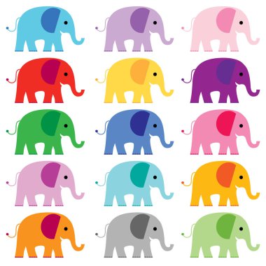 renkli fil Icons set
