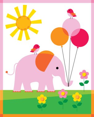 karikatür pembe fil