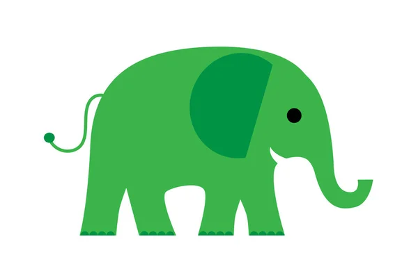 Elefante verde de dibujos animados — Vector de stock