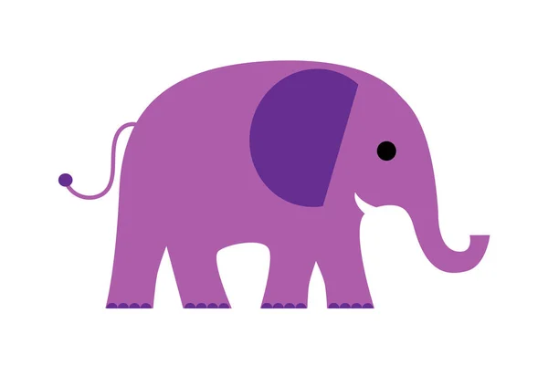 Elefante roxo cartoon — Vetor de Stock