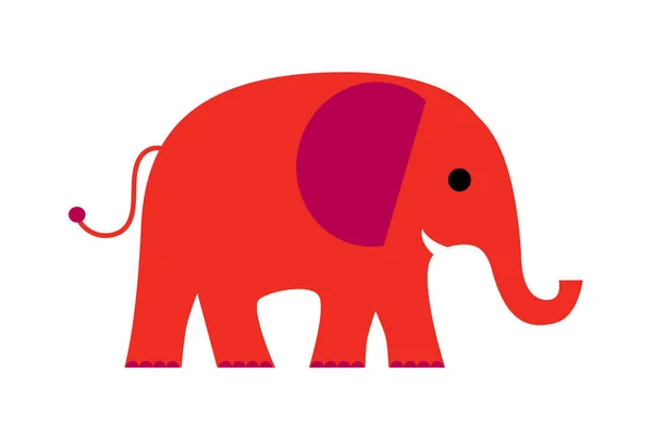 Elefante rojo de dibujos animados — Vector de stock