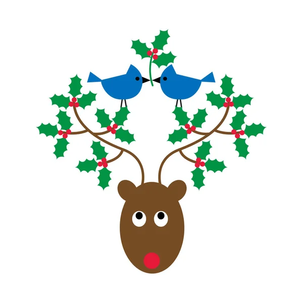 Reindeer with christmas ornament antlers — Stock Vector