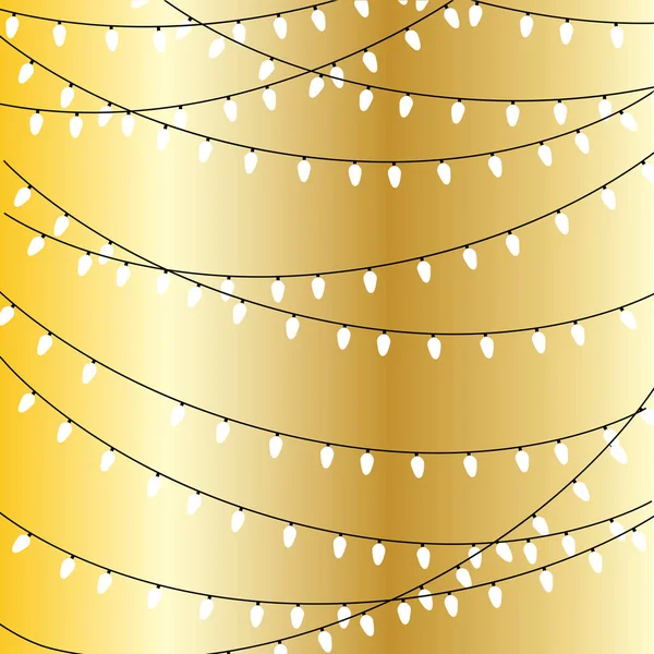 Cadena de luces sobre fondo dorado — Vector de stock