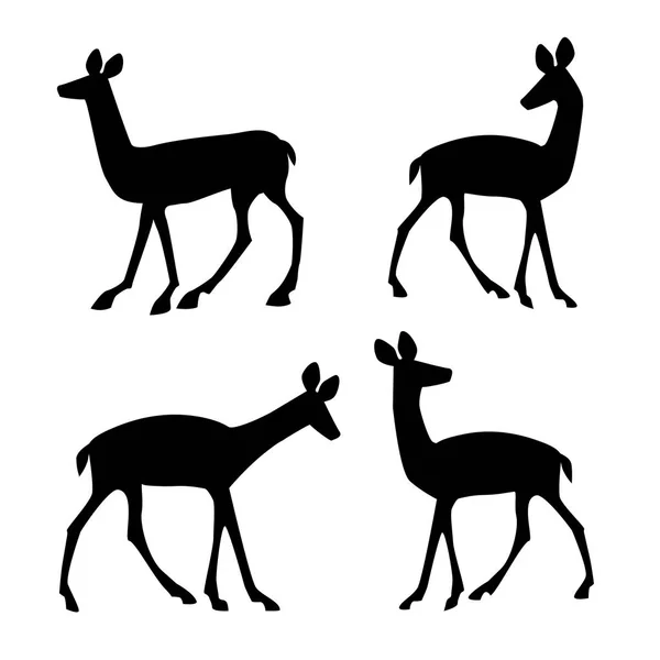Silueta černých jelenů — Stockový vektor