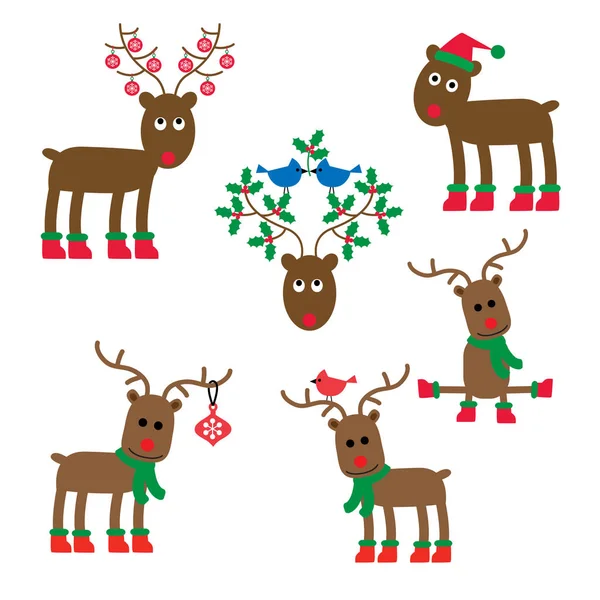 Cartoon whimsical reindeers — Stock Vector