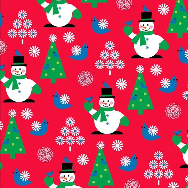 赤の背景にクリスマスのパターン — ストックベクタ