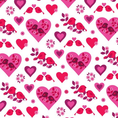 Sevgililer desenle kuşlar ve kafesleri