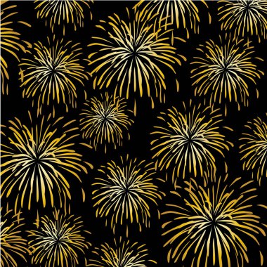 Siyah arka planda altın havai fişekler