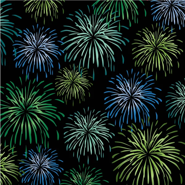 Fuegos artificiales de color sobre fondo negro — Vector de stock