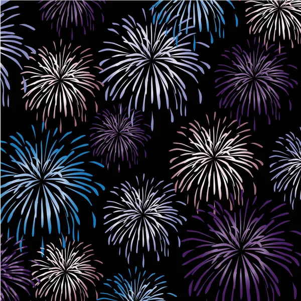 Fuegos artificiales de color sobre fondo negro — Vector de stock