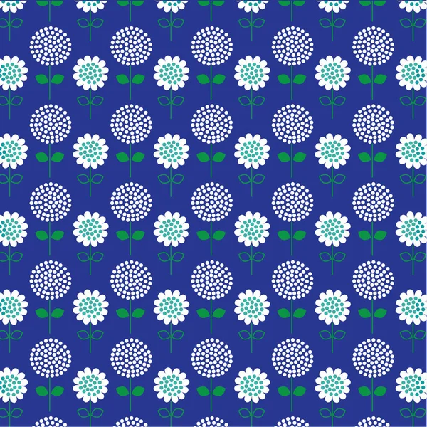 Patrón floral sobre fondo azul — Archivo Imágenes Vectoriales