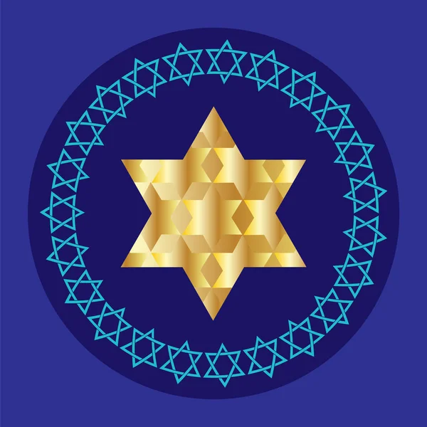Złoto żydowska gwiazda tła — Wektor stockowy