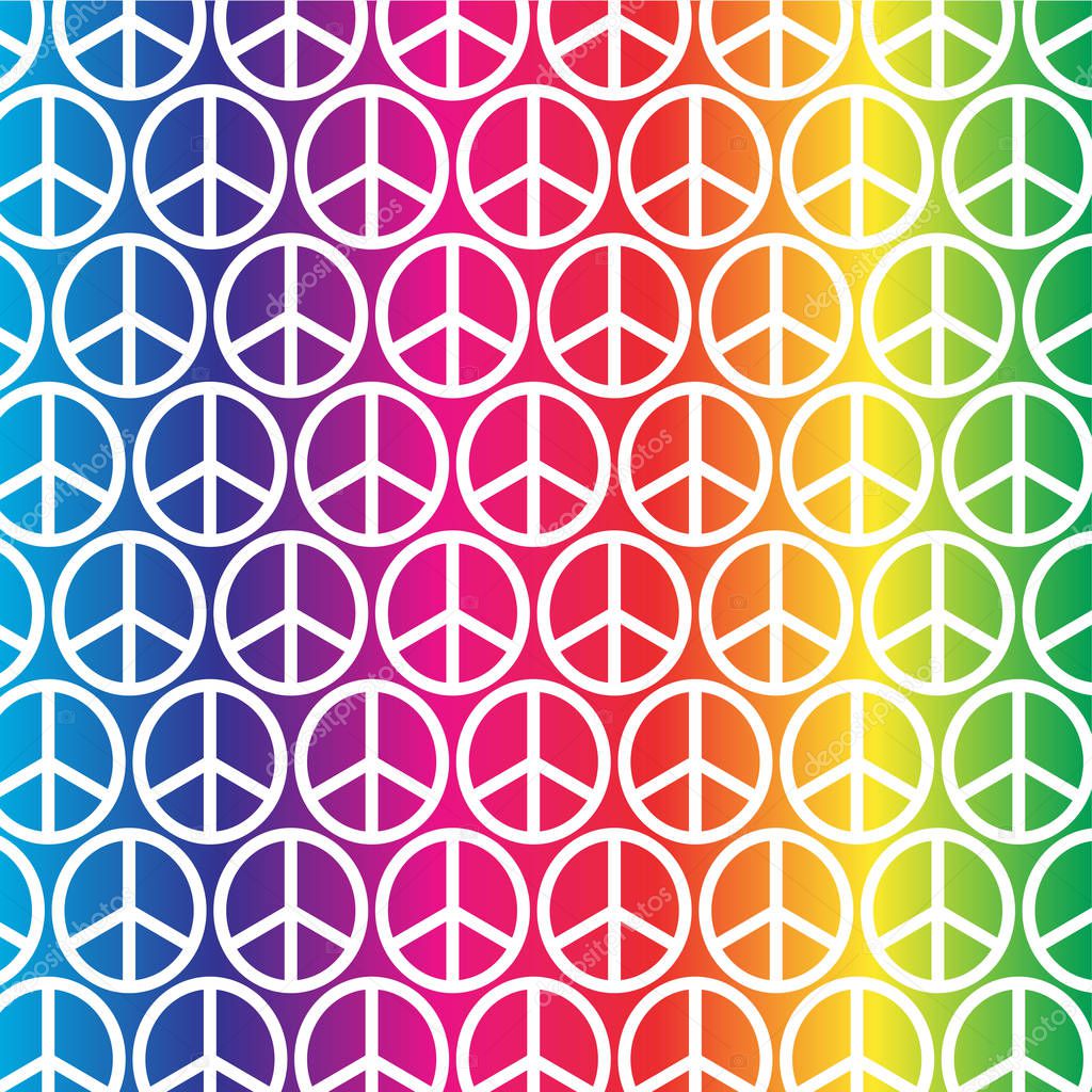 pattern of rainbow peace signs 