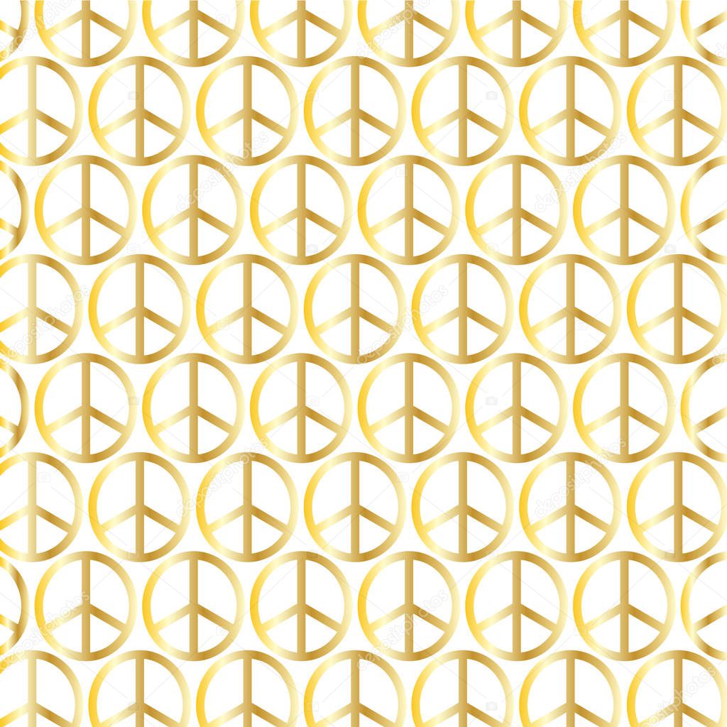 pattern of gold peace signs 