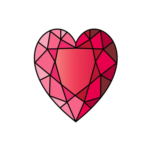 赤い宝石の心 — ストックベクタ