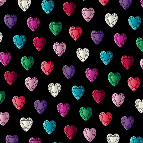 Gemstone hearts pattern — Stock Vector