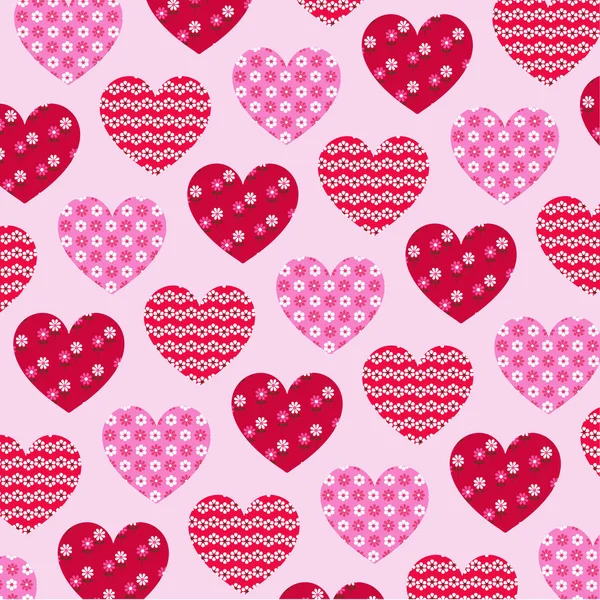 Patterned valentine hearts — Stock Vector