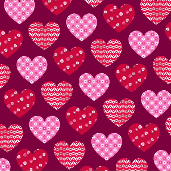 Corazones de San Valentín estampados — Vector de stock