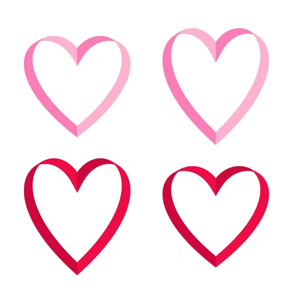 ピンクと赤のリボンの心 — ストックベクタ