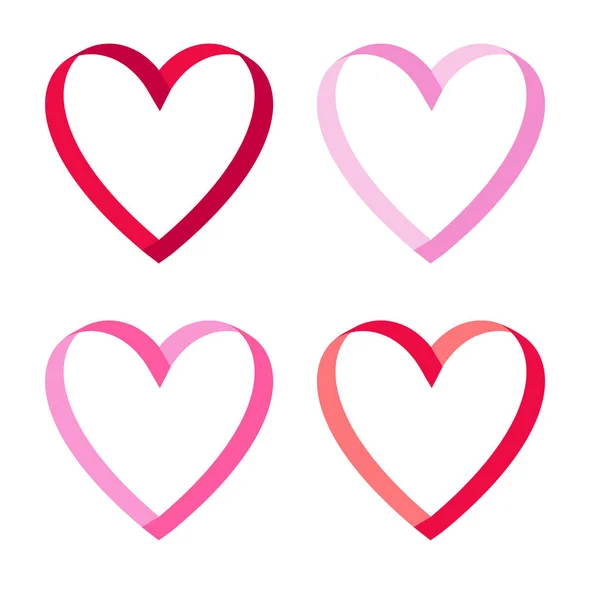 Corações de fita rosa e vermelho —  Vetores de Stock