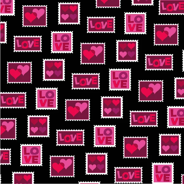 Valentine frimärken mönster — Stock vektor