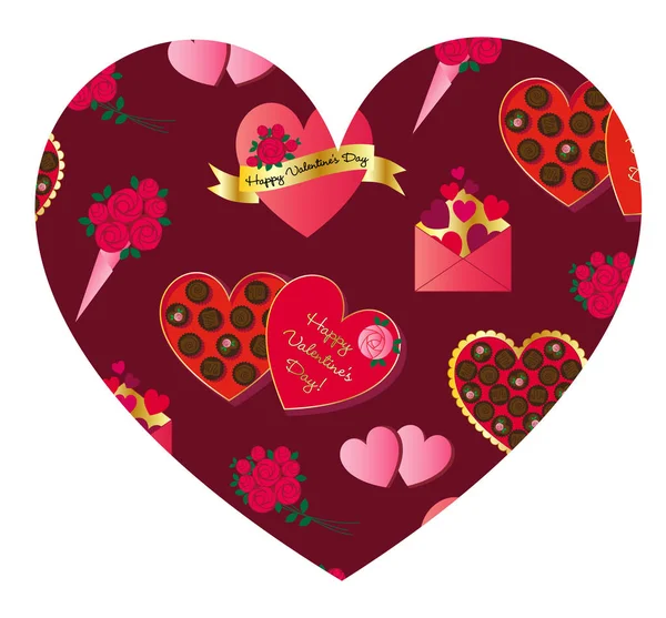 Valentine day pattern on heart — Stock Vector