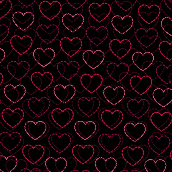 Patrón de corazones bordados en negro — Archivo Imágenes Vectoriales