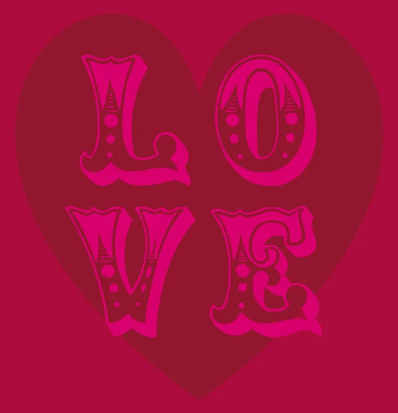 Texte d'amour en coeur rouge — Image vectorielle