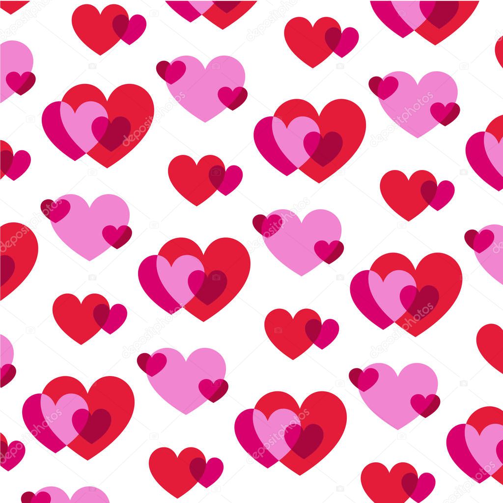 pink and red overlapping valentine hearts 