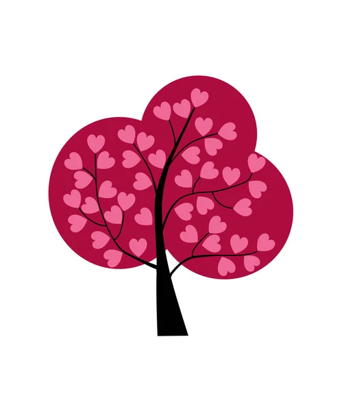 Árbol con corazones en ramas — Vector de stock