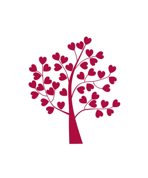 Árbol con corazones en ramas — Vector de stock