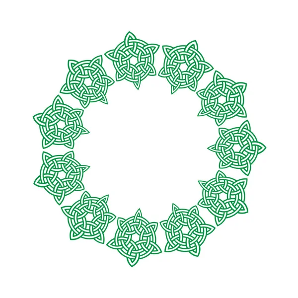 Marco de nudo celta verde circular — Vector de stock