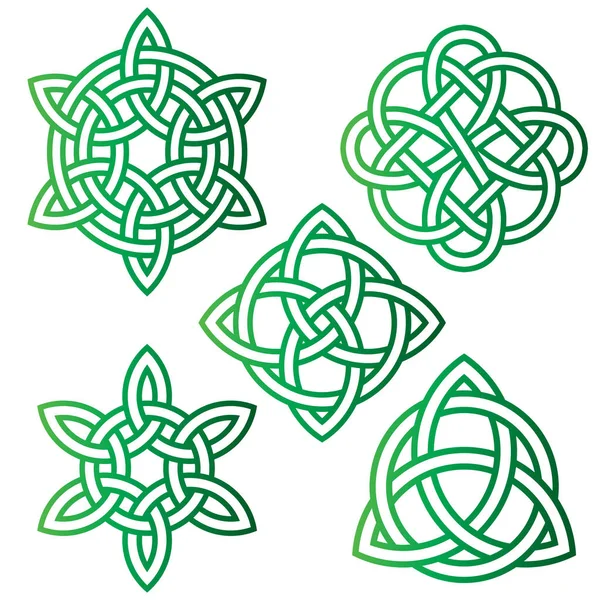 Yeşil celtic knot seti — Stok Vektör