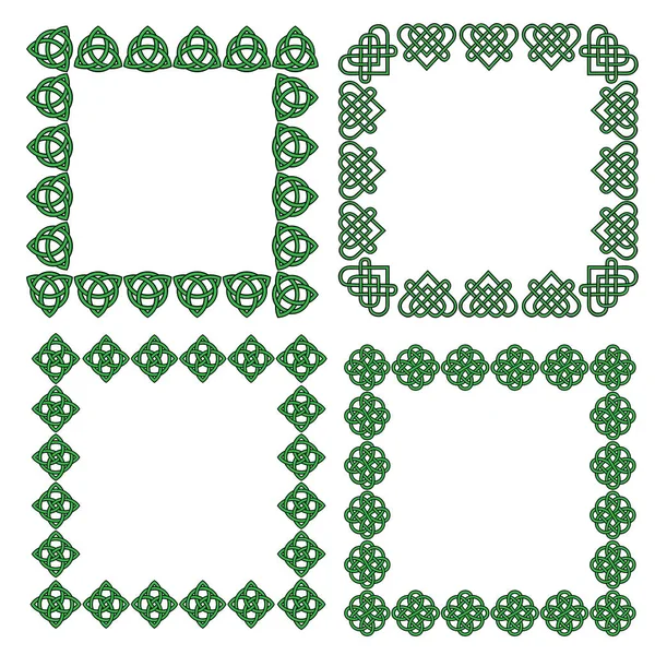 Cornici celtiche nere verdi — Vettoriale Stock