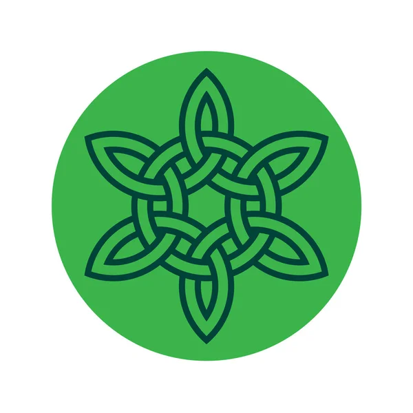 Keltischer Knoten auf grünem Kreis — Stockvektor