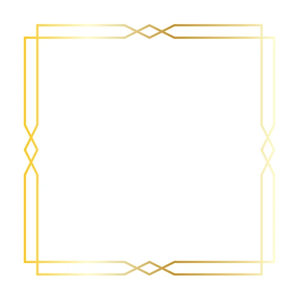 Cuadrado art deco marco de oro — Vector de stock