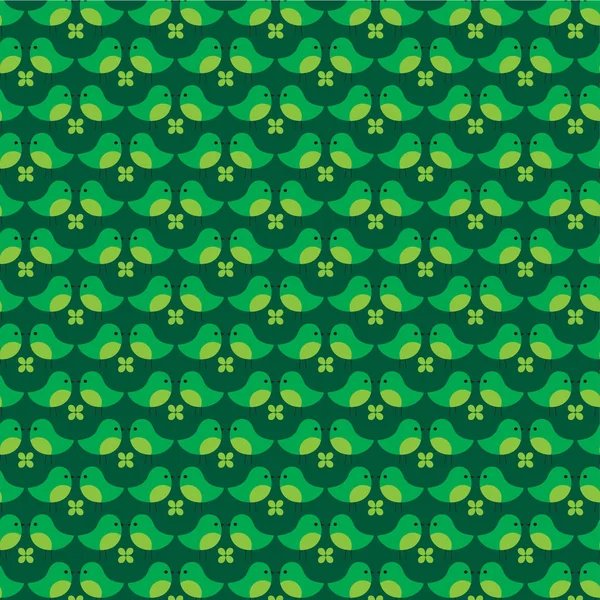 St Patricks trèfles et motifs d'oiseaux — Image vectorielle